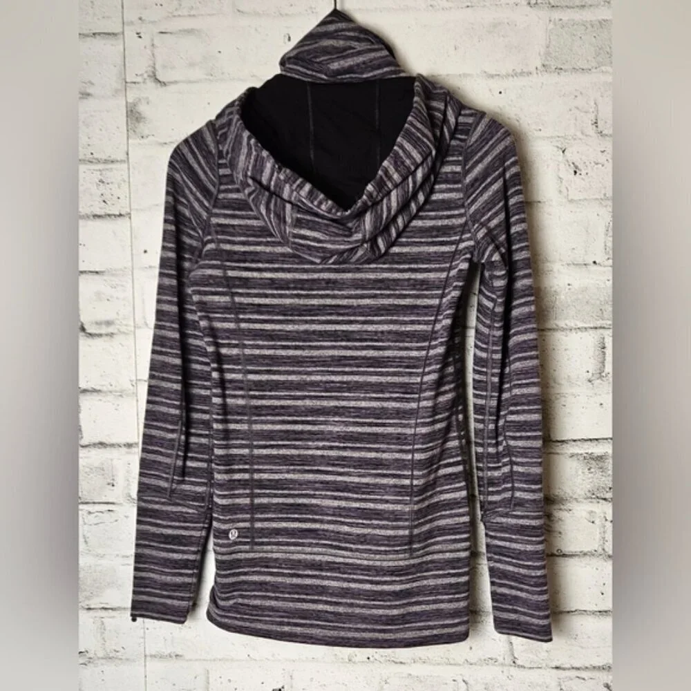 Lululemon In Stride Zip Jacket Purple Grey Stripe Women’s Size 4